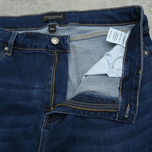 Flying Banana Jeans Women's Size 16S Blue High-Rise Wide-Leg Denim 30" Inseam - Picture 2 of 16